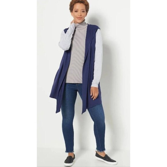 All Worthy Hunter McGrady Color-Blocked Cardigan Navy/HthrGrey Medium - Picture 2 of 3